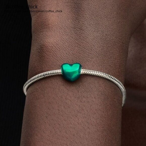 Pandora Metallic Green Heart Charm|Pendant - Picture 2 of 2